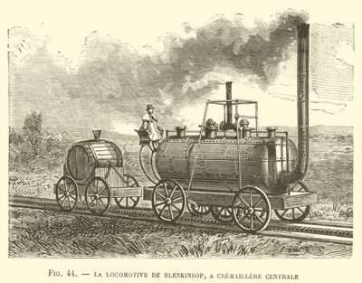 La Locomotive de Blenkinsop, en Cremaillere Centrale (gravering) av French School