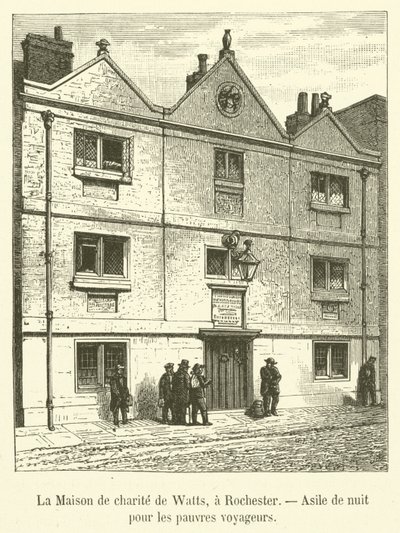 Watts Charity House, Rochester, nattasyl for fattige reisende (gravering) av French School