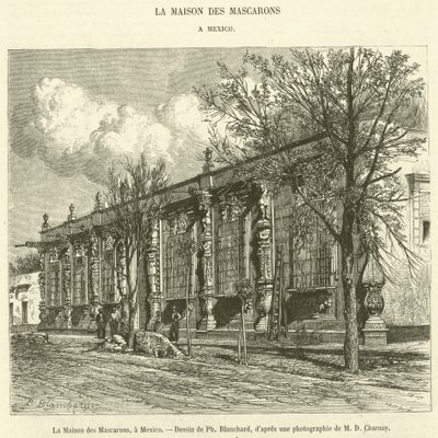 Das Haus der Masken in Mexiko (Gravur) von French School