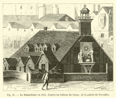 La Samaritaine i 1615, fra et tidsmaleri, fra Versailles-galleriet av French School