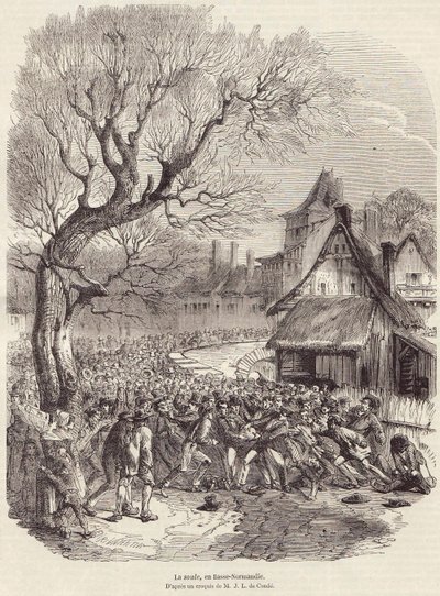 La Soule, en Basse - Normandie, pub February 28, 1852.    1199689   no       norwegian Successfully Translated  Original: Hepatica nobilis: a plant with blue petals and a person digging or talking cuttings, from "Paintings of Flora of the Roman States" by  av French School