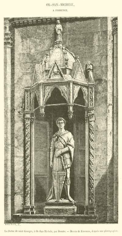 La Statue de Saint Georges, en Or-San-Michele (gravering) av French School