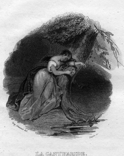 La cantharid Chanson de Beranger i "" Oeuvres completes"" (1834) av Pierre Jean de Beranger (1780-1857), fransk poet og låtskriver. av French School