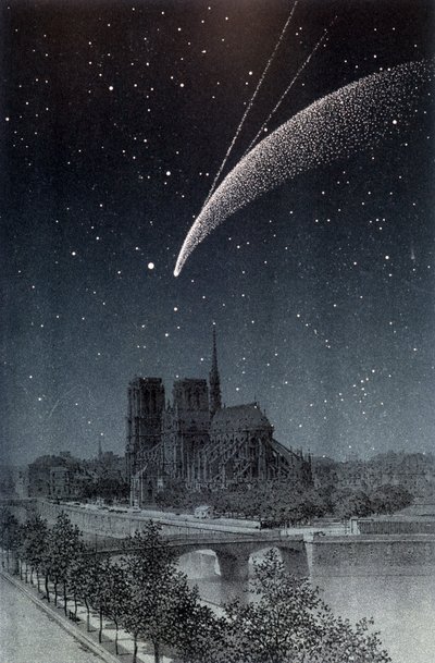 La comet de Donati, sett i Paris 04/10/1858 - i "" Le Ciel"" av Amédée Guillemin, Hachette, Paris av French School