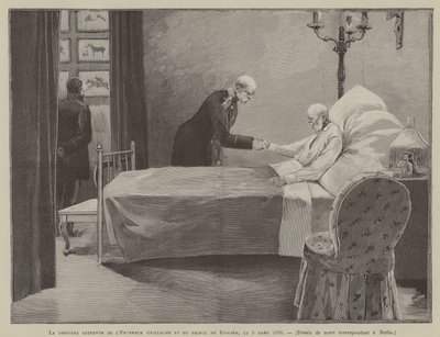 Det siste møtet mellom keiser Wilhelm og prins Bismark, 8. mars 1888 (gravering) av French School
