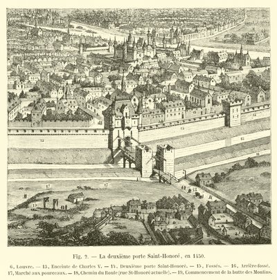 Den andre Porte Saint-Honore, i 1450 av French School