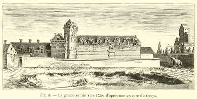 Den store stallen rundt 1720; fra en gravering av tiden av French School