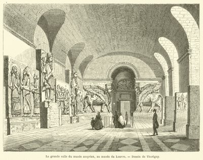 Den store salen til det assyriske museet, ved Louvre-museet av French School