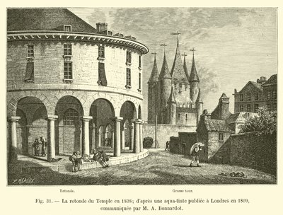 Tempelrotunden i 1808; etter en akvatint publisert i London i 1809, formidlet av MA Bonnardot av French School