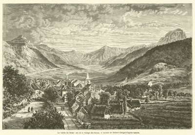 Mont-Dore-dalen og landsbyen Les Bains (gravering) av French School