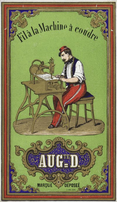 Etikett for symaskintråd av French School