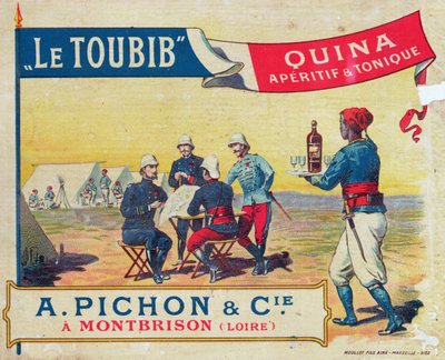 Etikett for le Toubib Aperitiff og Tonic Wine, sent på 1800-tallet av French School