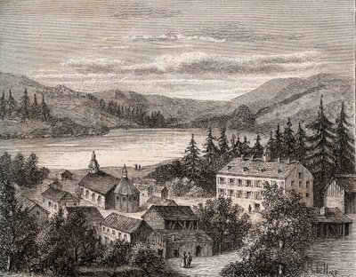 Lac de Gerardmer - Alsace Champagne Ardenne Lorraine - engraving in “La France illustree: geography, history, statistical administration” by V.A. Malt-Brown. 1884 av French School