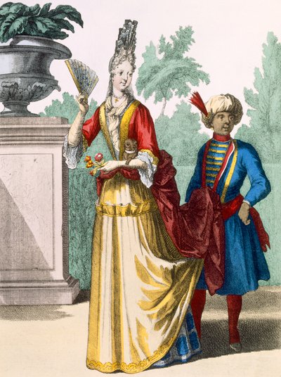Dame i sommerkjole, ca.1690-1700 av French School