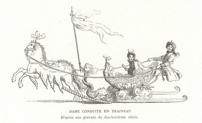 Dame som reiser med slede, Frankrike, 1700-tallet av French School