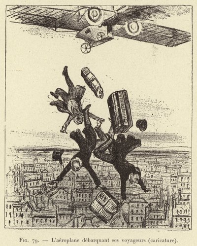 Flyet går av passasjerene (karikatur) (gravering) av French School