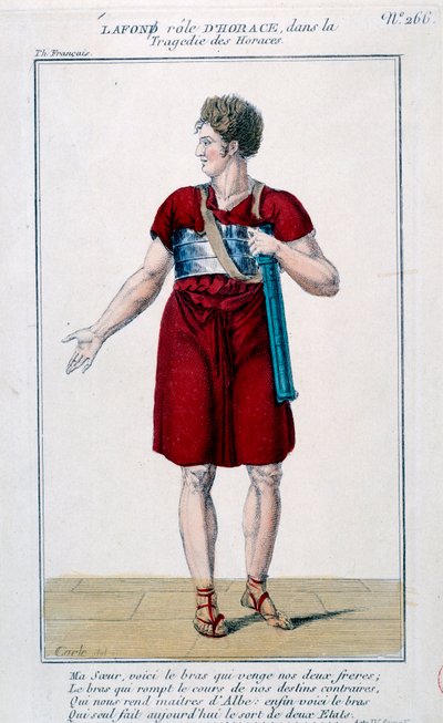 Lafon i rollen som Horace i tragedien Horacespiece av Corneille (1640). Gravering av 1800-tallet. Paris, Comedie Francaise. av French School