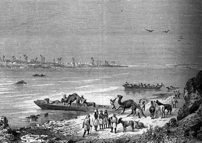 Lake Niger in the city of Sai, Africa. Engraving in “Le Journal de la jeunesse”” av French School