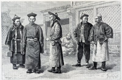 Lamaer og mongolere fra Ala-Chan - i "" Le Tour du Monde", 2. sem. 1887 av French School