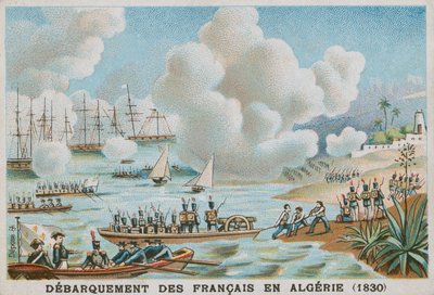 Franskmennenes landing i Algerie, 1830 av French School