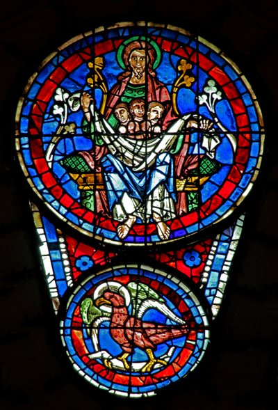 Siste dom: Abrahams barm med 3 sjeler; St Johns eagle below (w143) av French School