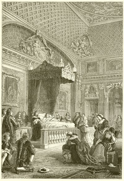 De siste øyeblikkene til kong Ludvig XIV av French School