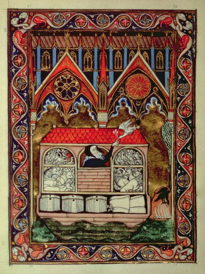 Lat 10525 f.3v Noahs Ark, fra Psalter of St. Louis, c.1258-70 av French School