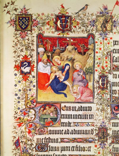Lat 919 f.77 The Deposition of Christ, fra Grandes Heures of Duc de Berry, 1409 av French School