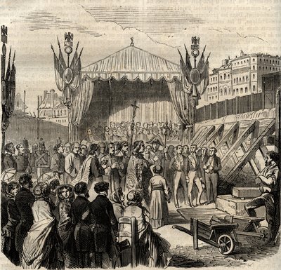 Nedlegging av den første steinen til det nye Louvre 25. juli av French School