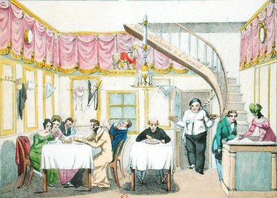 Le Boeuf a la Mode, rue Valois, Paris, fra Le Gout du Jour, ca. 1830 (se også 175977) av French School