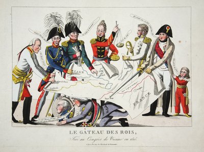 Le Gateau des Rois, tegnet på kongressen i Wien i 1815, pub. av French School