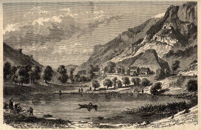Le Lauzet-Ubaye - Le lac du Lauzet - kommune i avdelingen Alpes-de-Haute-Provence i det sørøstlige Frankrike - gravering i "" PATRIE"" - PECTUREQUIREQUE BESKRIVELSE AV FRANKRIKE I 6 BIND AV LUCIEN HUARD - slutten av 1800-tallet av French School
