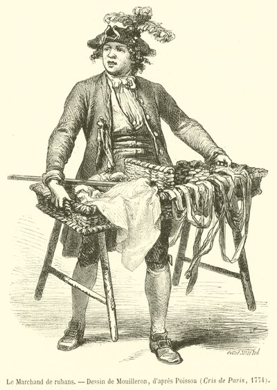 The Ribbon Merchant (gravering) av French School