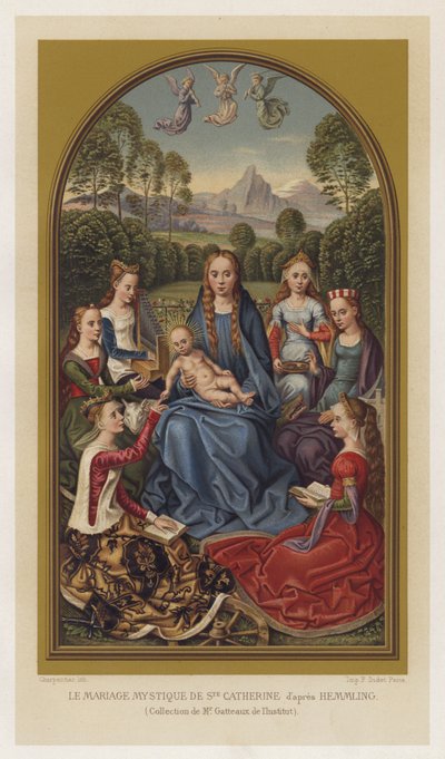 The Mystical Marriage of St Catherine after Hemmling, Collection of Mr Gatteaux de I'Institut (chromolitho) av French School