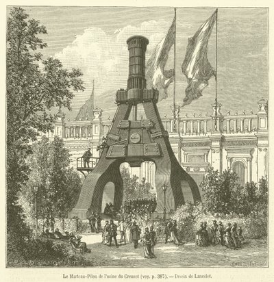Støthammeren fra Creusot-fabrikken (gravering) av French School