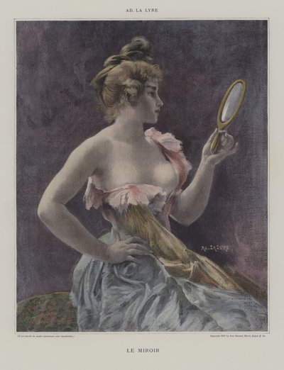 Le Miroir (The Mirror) (farge litho) av French School