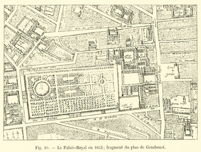 Palais-Royal i 1652; fragment av planen til Gomboust av French School