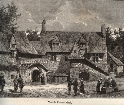 Le Plessis Mace (Le Plessis-Mace) - Maine-et-Loire, regionen Pays de la Loire - gravering i "Frankrike illustrée: geografi, historie, statistisk administrasjon" av V.-A. Malt brun. 1884 av French School