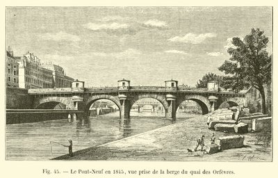 Pont-Neuf i 1845, utsikt tatt fra bredden av Quai des Orfevres av French School
