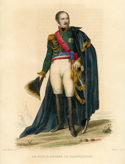 Prins Eugene de Beauharnais (farget gravering) av French School