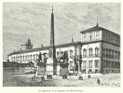 Quirinalen og fontenen til Monte-Cavale (gravering) av French School