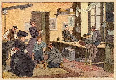 Le Tailleur, skredderen (farge litho) av French School