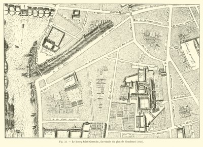 Byen Saint-Germain, faksimile av kartet over Gomboust, 1652 av French School