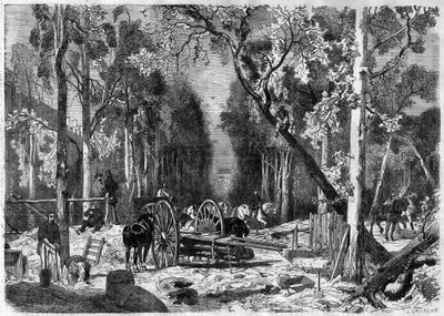 Vedhoggeren i Luxembourg-hagen i Paris i 1870 - Gravering fra 1870 av French School