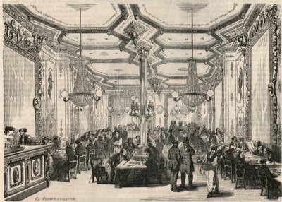 Pierron-kafeen i Paris på 1800-tallet - Gravering i "Tableau-de-Paris" av Edmond Texier 1852 av French School
