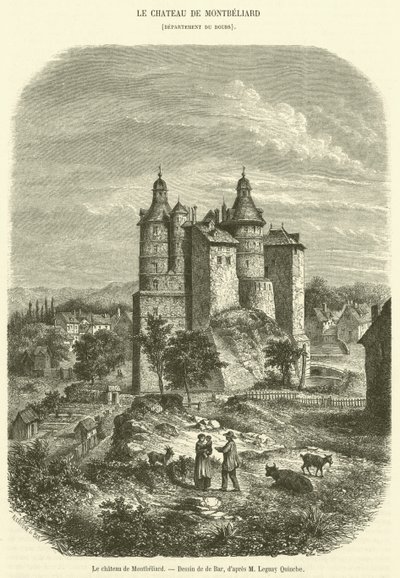 Montbeliard-slottet (gravering) av French School