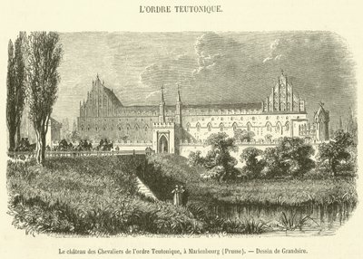 Slottet til ridderne av den teutoniske orden, i Marienburg, Preussen (gravering) av French School