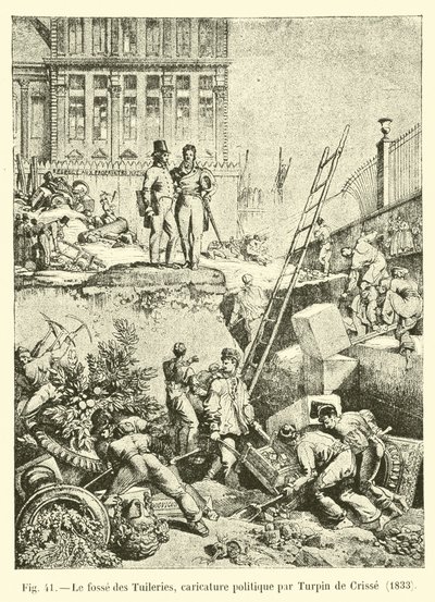 The pit of the Tuileries, politisk karikatur av Turpin de Crisse, 1833 av French School
