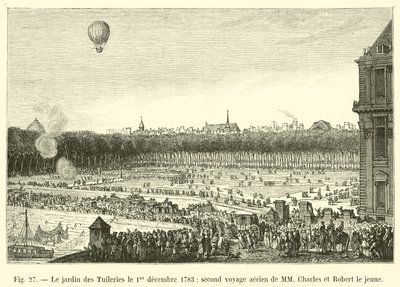 Tuileriehagen 1. desember 1783, andre flyreise til MM Charles og Robert den yngre av French School