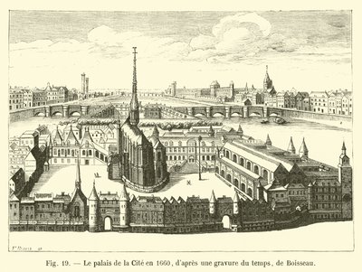 The Palace of the City i 1660, fra en gravering av tiden, av Boisseau av French School